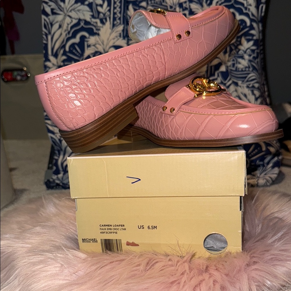 Michael Kors Pink Flats with Gold Accents